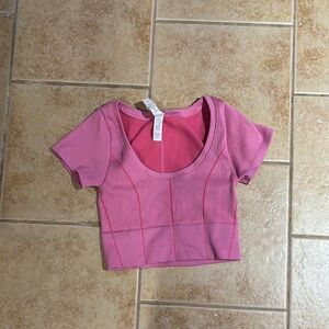 Aerie Pink Ribbed Crop Top